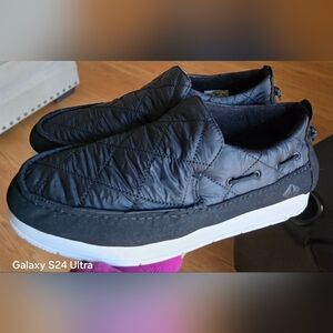 Sz 12 Men's SPERRY TOP-SIDER MOC SIDER Black Nylon, Slip-on Shoes